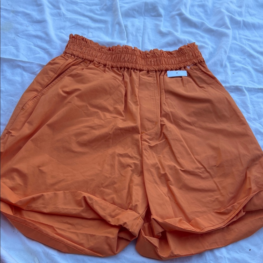 A.L.C. Vibrant Orange Ruffled Shorts